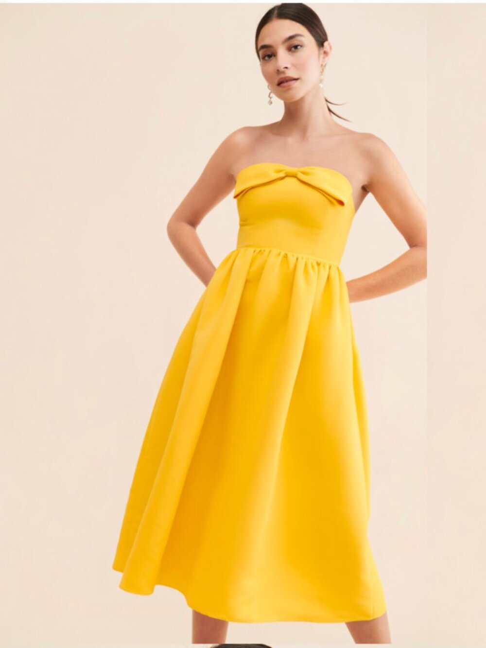 Sachin & Babi Blaine Strapless Bow Midi Dress - Yellow
